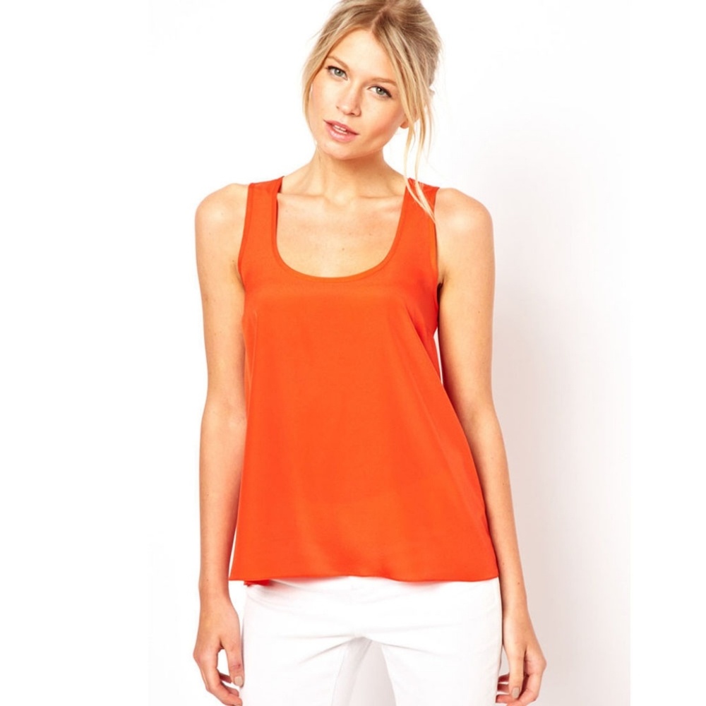 Orange Hollow Out Back Tank Top - Picture 3 of 7